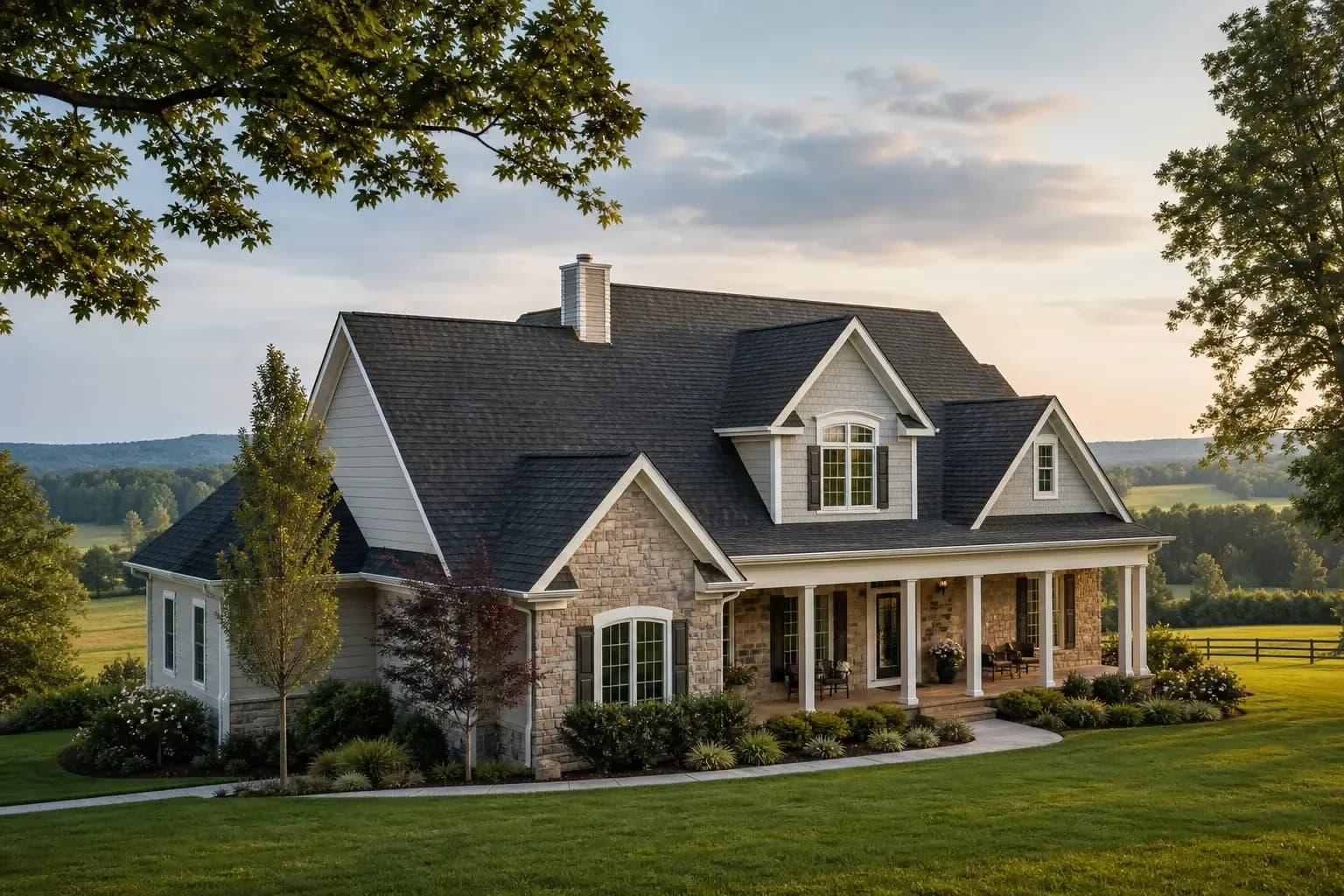 Distinct clean residential roof on a Midland NC home