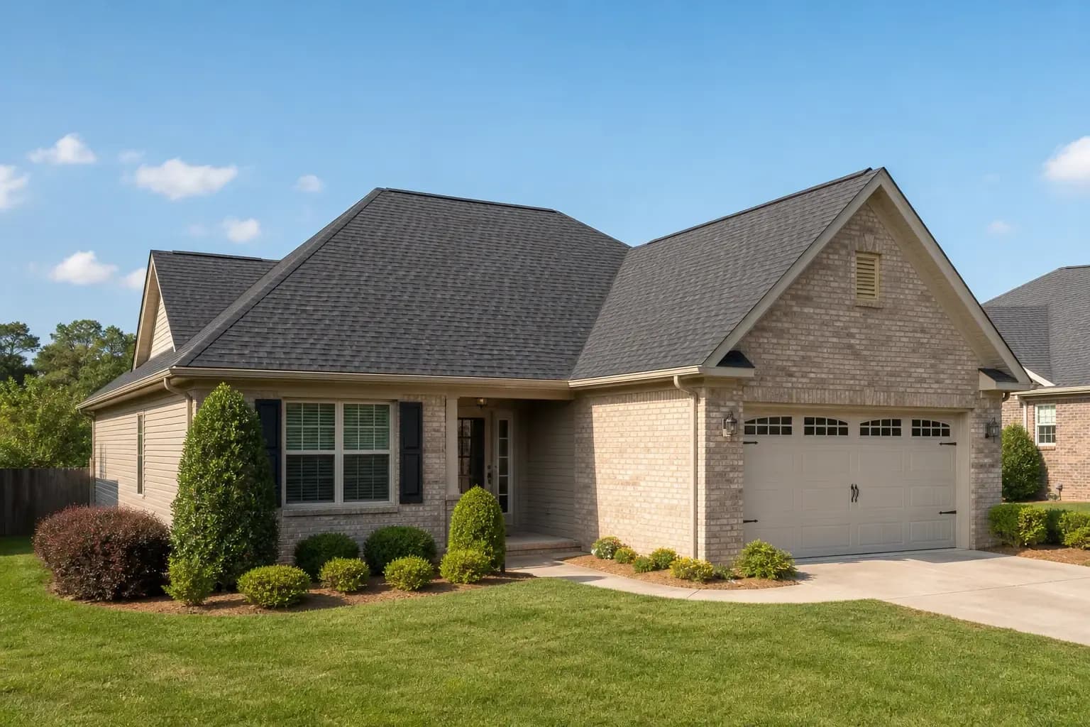 Distinct clean residential roof on a Pineville NC home