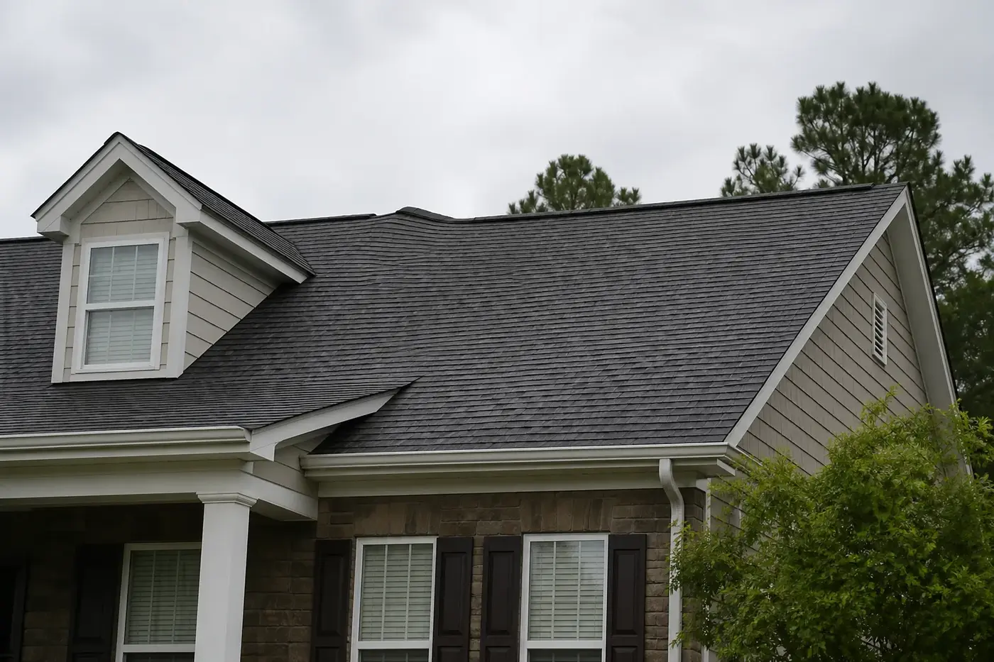 Indian Trail NC asphalt shingle roof with a wavy roof plane and possible sagging deck concern